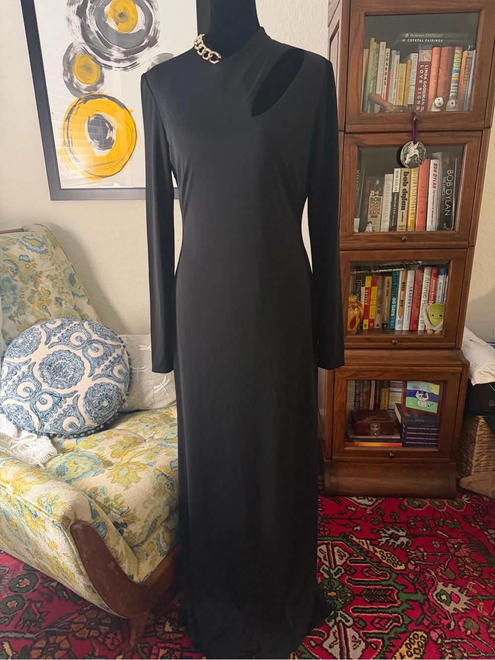 Lauren Ralph Lauren Black Long Sleeve Cutout Maxi Gown